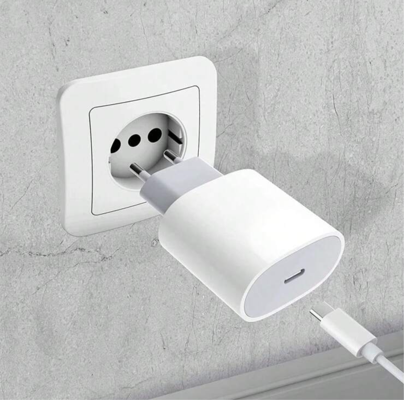 Chargeur Rapide iPhone 20W – Prise EU + Câble USB-C vers Lightning