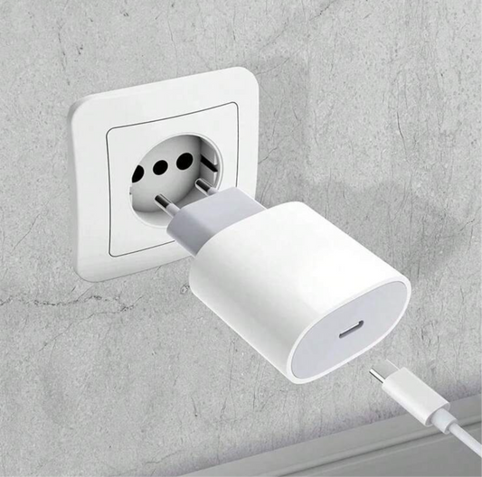 Chargeur Rapide iPhone 20W – Prise EU + Câble USB-C vers Lightning