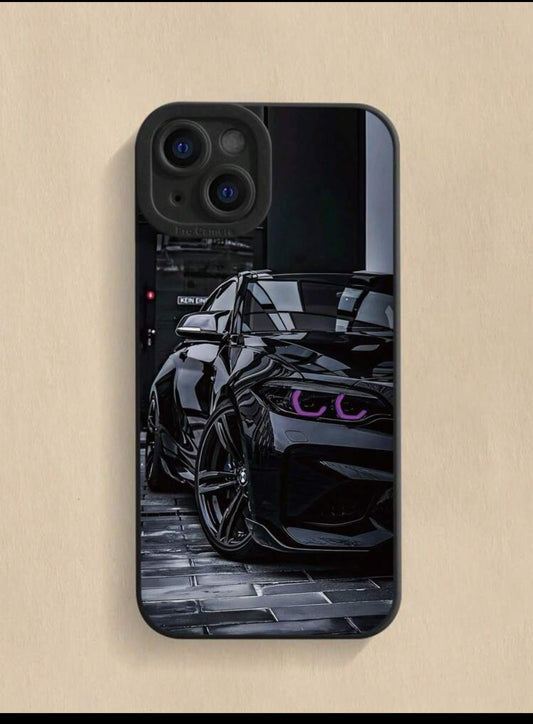 Coque de téléphone anti-chute – Design noir & blanc voiture rétro