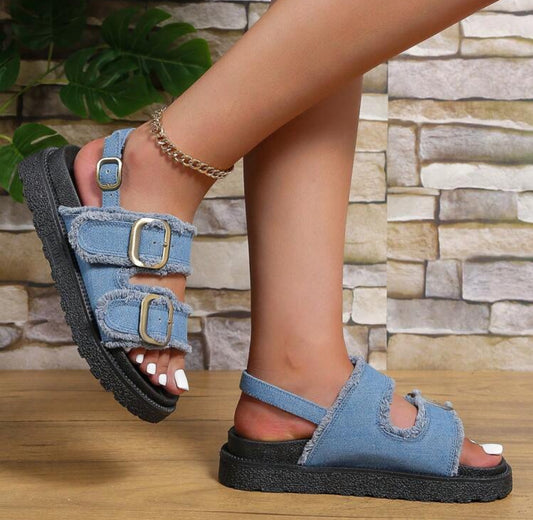 Sandales plates en jean – Style décontracté & tendance